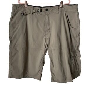 Prana Shorts Mens 40 Khaki Stretch Zion Cargo Hiking Nylon 12" Inseam Gorpcore